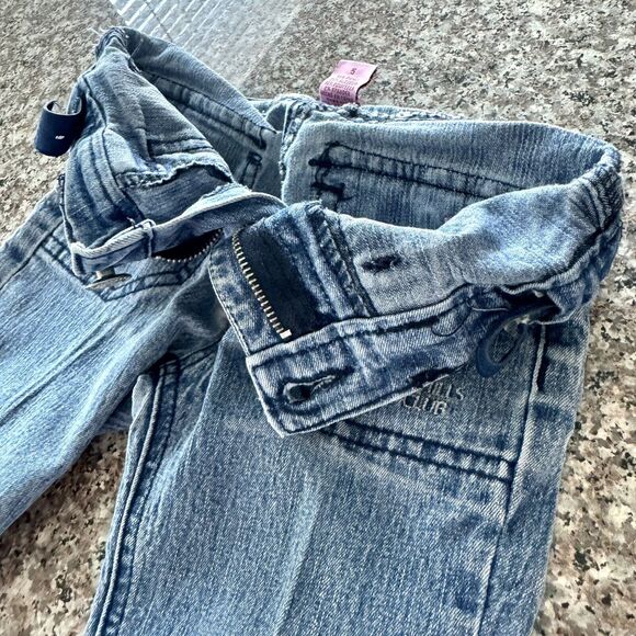 Beverly Hills Polo Club Pony Girls Size 5 Designer Blue Jean Pants Pink Buttons - Picture 11 of 16